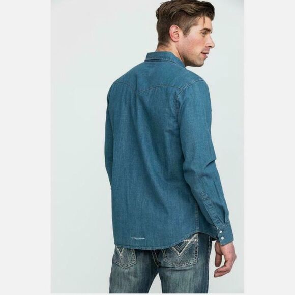 Levi's Men's Denim Long Sleeve Western Shirt BLUE 3LYLW2262  size Large - Picture 4 of 12
